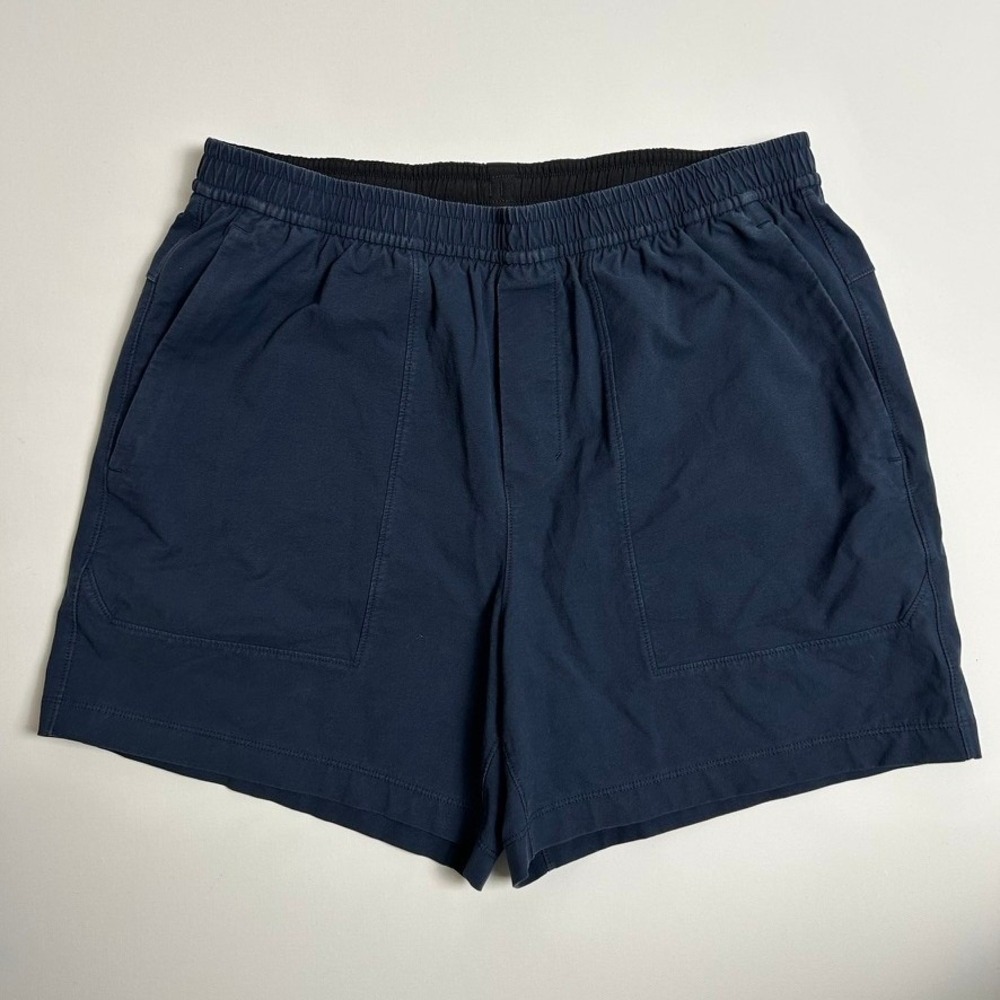Lululemon Men Bowline Ripstop 5" Shorts Navy L Drawstring Pockets Athleisure Gym